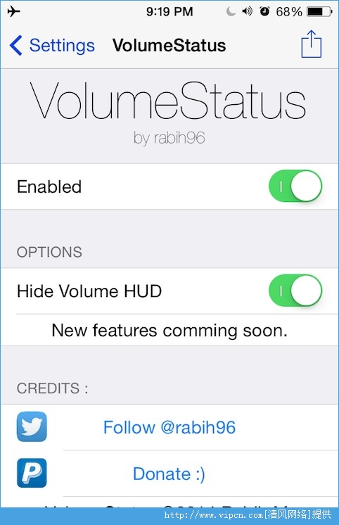 VolumeStatus 2 IOS8״̬ʾ V2.1-2 debʽ